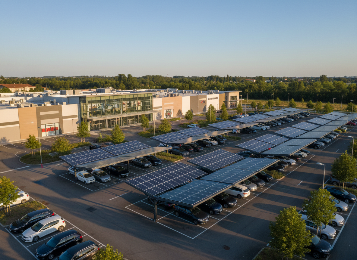 Carport Central, struttura modulare multiposto in acciaio - Msolar