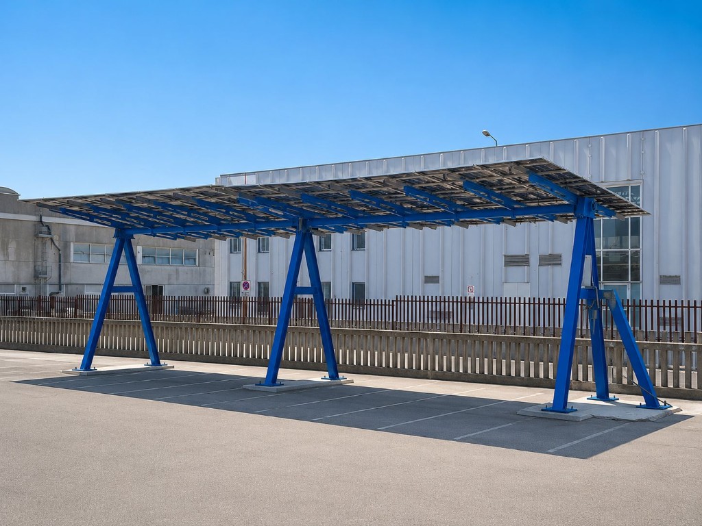 Carport Traker con orientamento moduli fotovoltaici - Msolar - traker-02.jpg